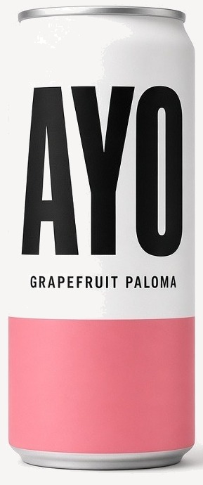 White can. Ayo. Grapefruit paloma. Pink band.